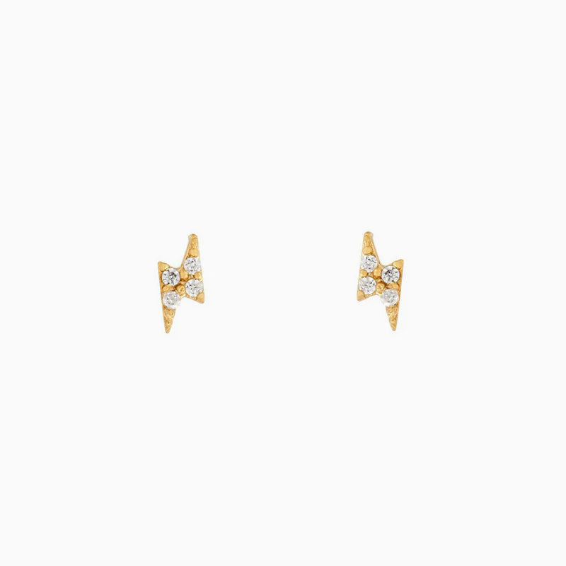 Teeny Tiny Lightning Stud Earrings Gold | Bookazine HK