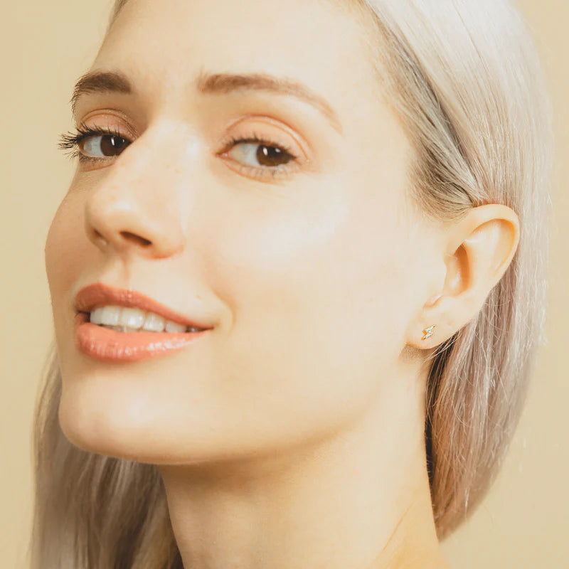 Teeny Tiny Lightning Stud Earrings Gold | Bookazine HK