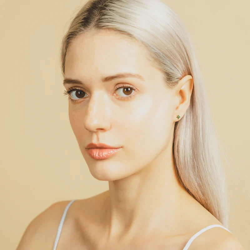 Emerald Green Lucky Clover Earrings Gold | Bookazine HK