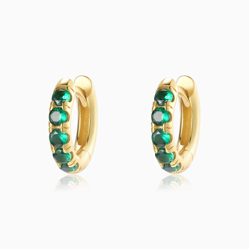 Chunky Emerald Hoops Earrings Gold | Bookazine HK