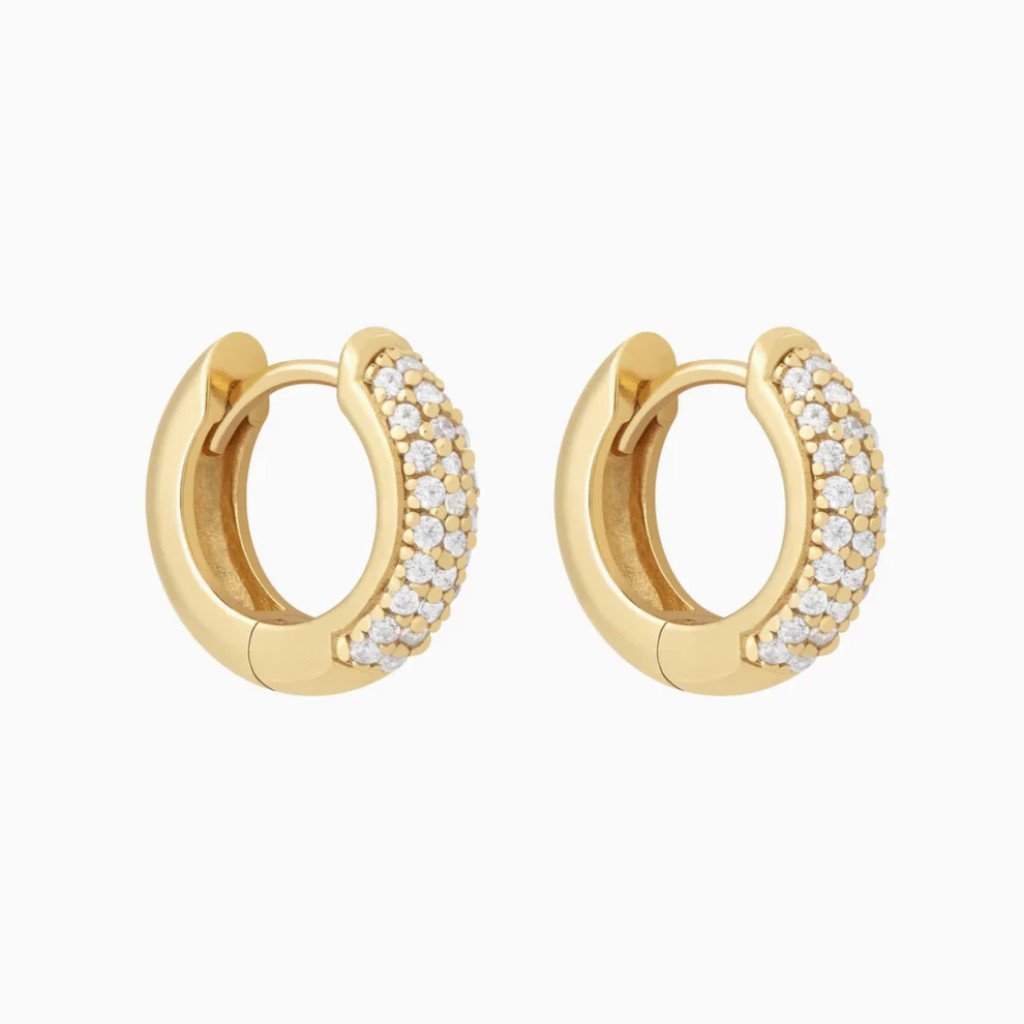 Minimal Round Cz Huggie Earrings Gold | Bookazine HK