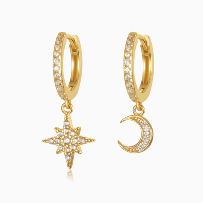 Moon & Starburst Huggies Earrings Gold | Bookazine HK