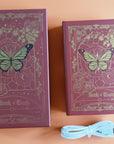 Butterfly Book Lamp - Red With Gold Print