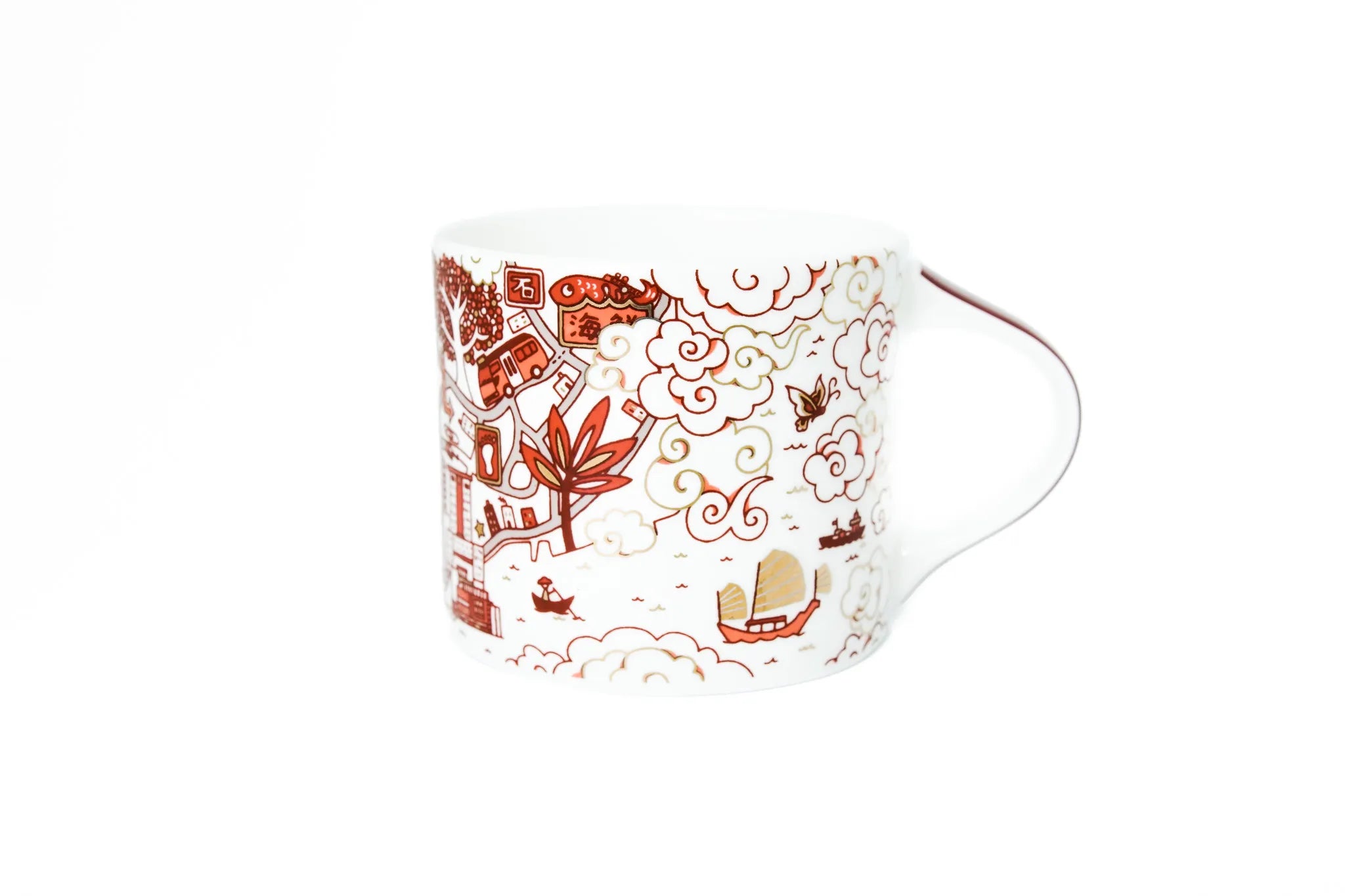 Hong Kong Willow Festive Mug Red & Gold