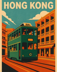 Vintage Poster Style Hk Tramway Ceramic Fridge Magnet