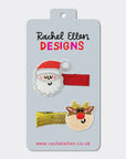 Kid's Christmas Hair Clips - Santa & Rudolph