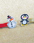 Kid's Christmas Hair Clips - Penguin & Snowman