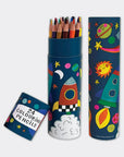 Tube of 24 Colouring Pencils - Cosmic Space Rocket