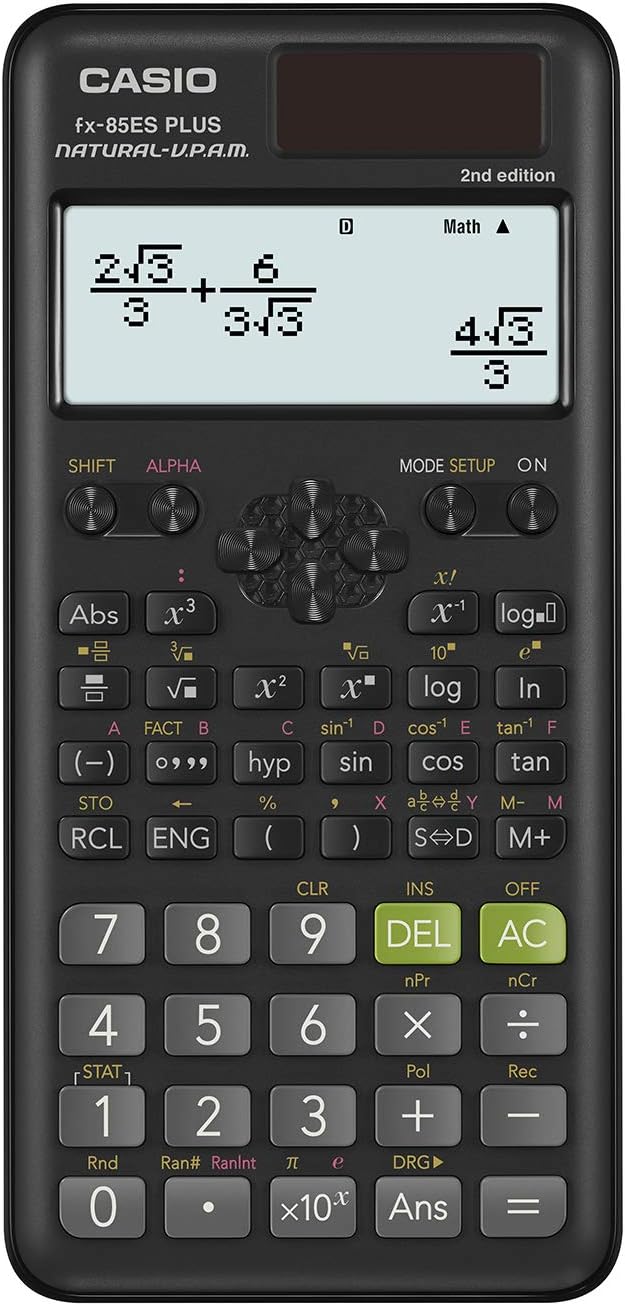 Black Casio fx-85ES PLUS-2 Standard Scientific Calculator