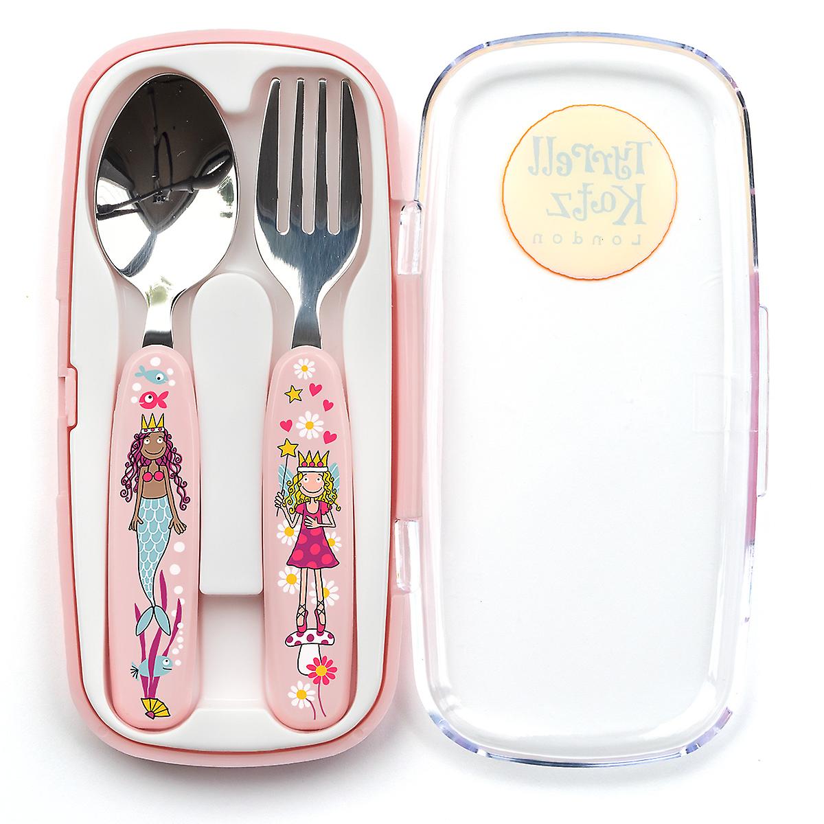 Set Posate Per Bambine – Forchetta E Cucchiaio Con Tema Principesse – Portatile E Leggero – Ideale Per Piccoli Pasti In Casa O In Viaggio
