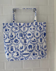 Blue Floral with HK Icons Tote Bag | Bookazine HK