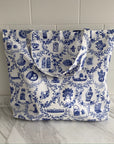 Blue Floral with HK Icons Tote Bag | Bookazine HK