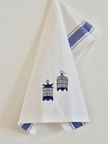 Tea Towel With Blue Birdcages | Bookazine HK