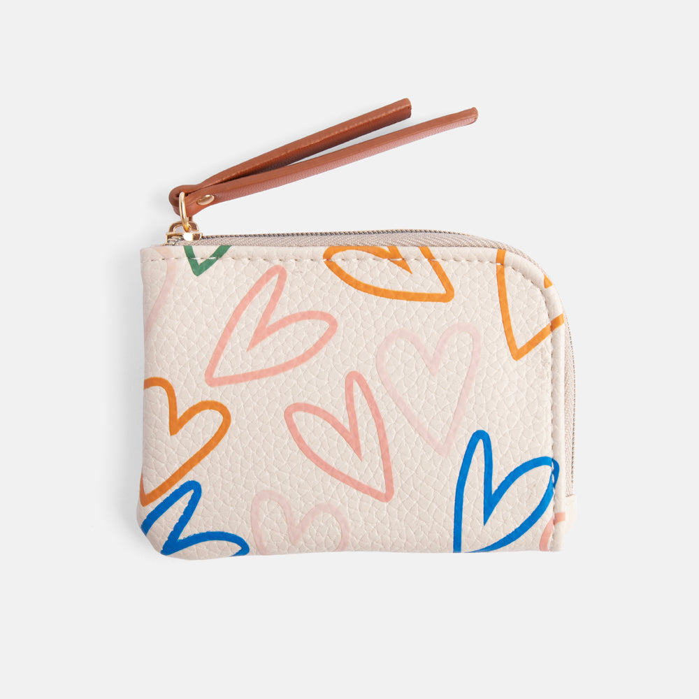 Multi Outline Hearts Corner Purse