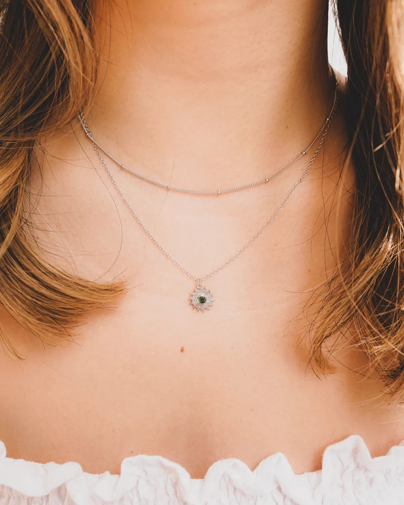 Sparkling Sun Necklace - Silver