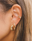 Leila Illusion Huggies Earrings Gold