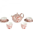 Hong Kong Toile Tea Set Red & Gold