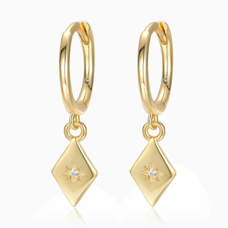 Rhombus Sparkle Huggies Earrings | Bookazine HK