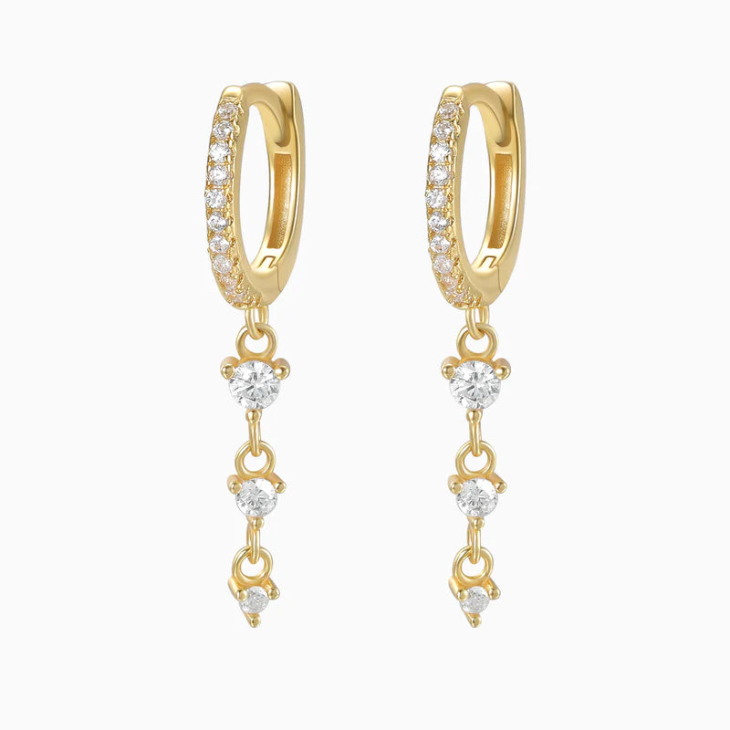 Trilogy Drop Mini Huggie Hoops Earrings Gold  | Bookazine HK