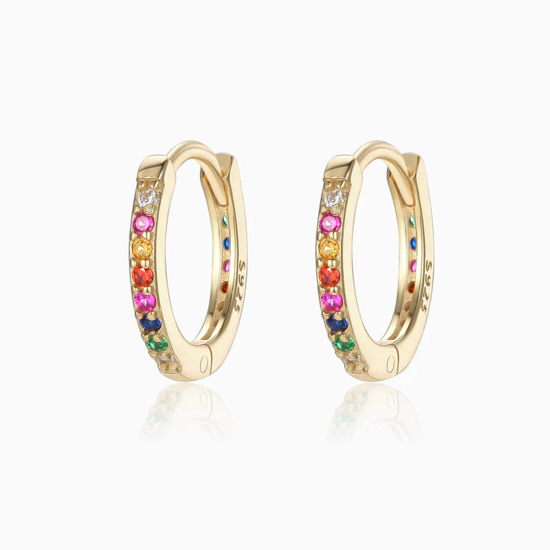 Pave Rainbow Hoop Earrings Gold | Bookazine HK