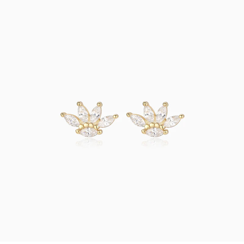 Blooming Lotus Stud Earrings Gold | Bookazine HK