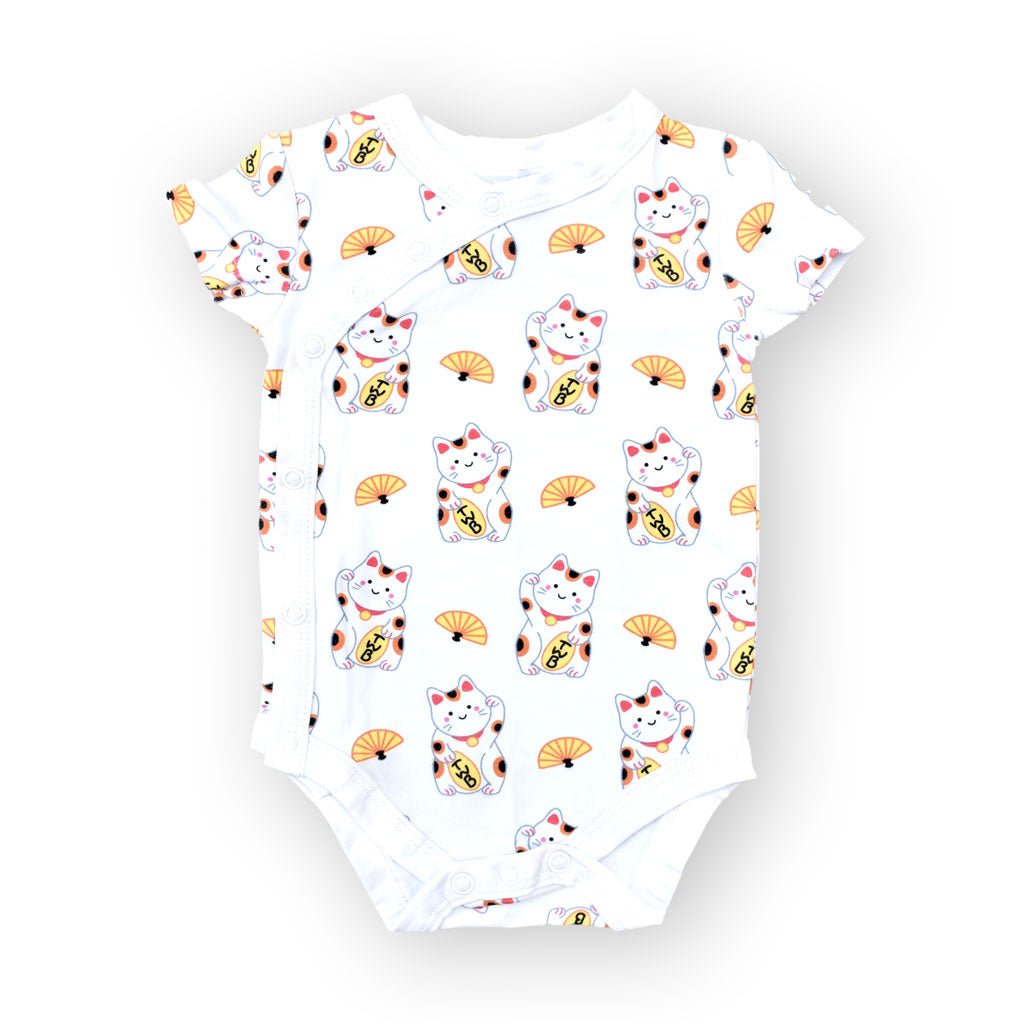 Lucky Cat Maneki Neko Organic Cotton Bodysuit (12-18M)