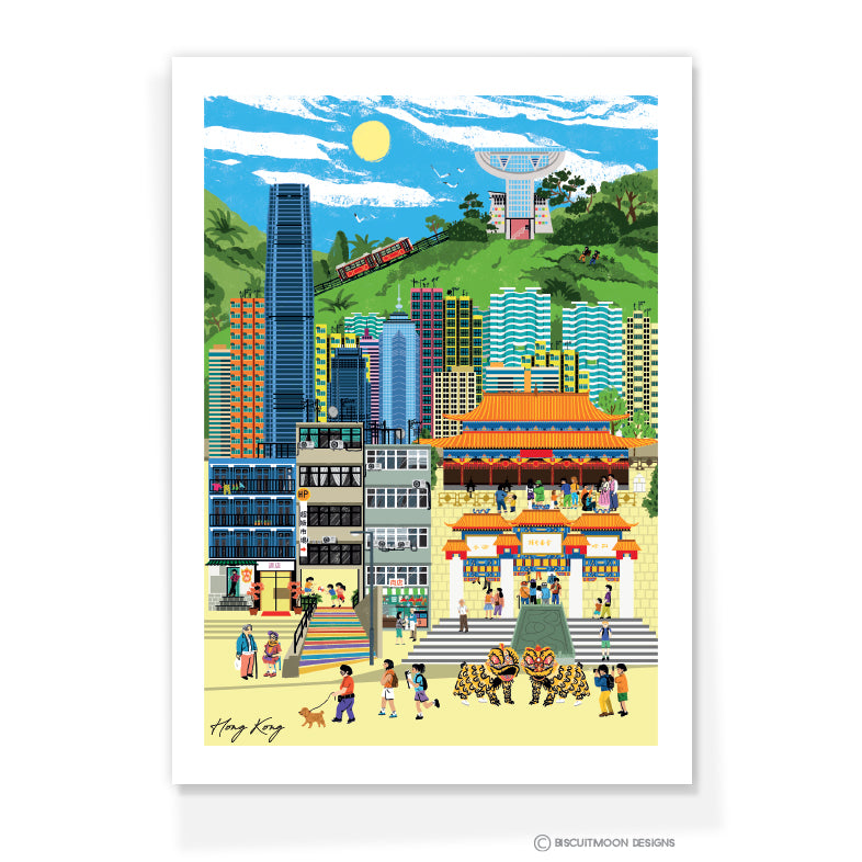 Fantasy Cityscapes - Hong Kong Lion Dance Post Card  | Bookazine HK