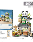 Panda Tea House Retractable Street Scene Mini Building Blocks