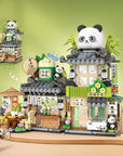 Panda Tea House Retractable Street Scene Mini Building Blocks