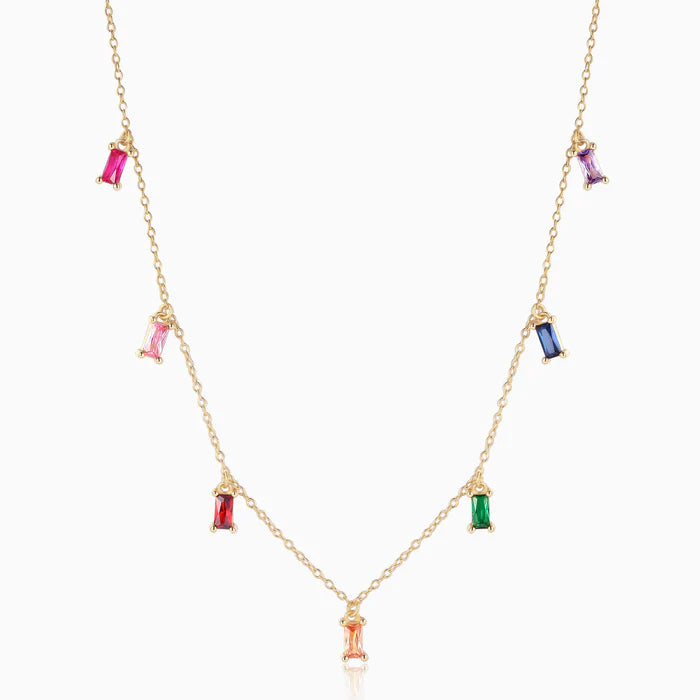 Rainbow Baguette Cz Drop Necklace | Bookazine HK