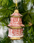 Festive Ornament - Ceramic Red Pagoda