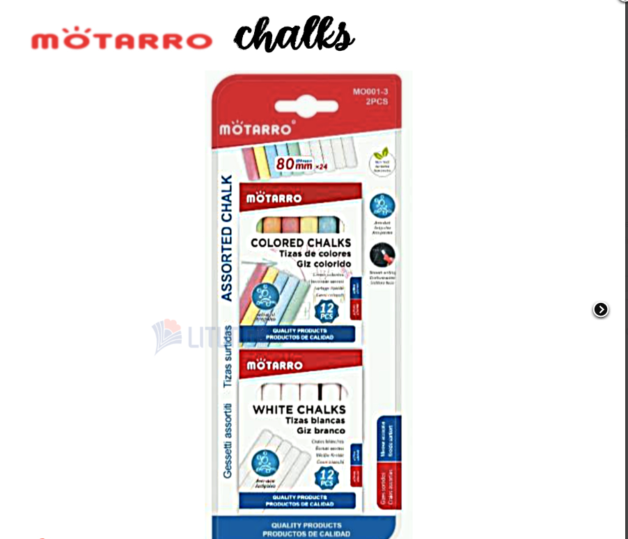 Motarro White Chalks 12's + Colored Chalk 12's | Bookazine HK