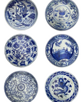 Blue & White Antique Chinese Plates Placemat Set Of 6
