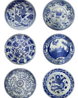 Blue & White Antique Chinese Plates Coaster Set Of 6 | Bookazine HK