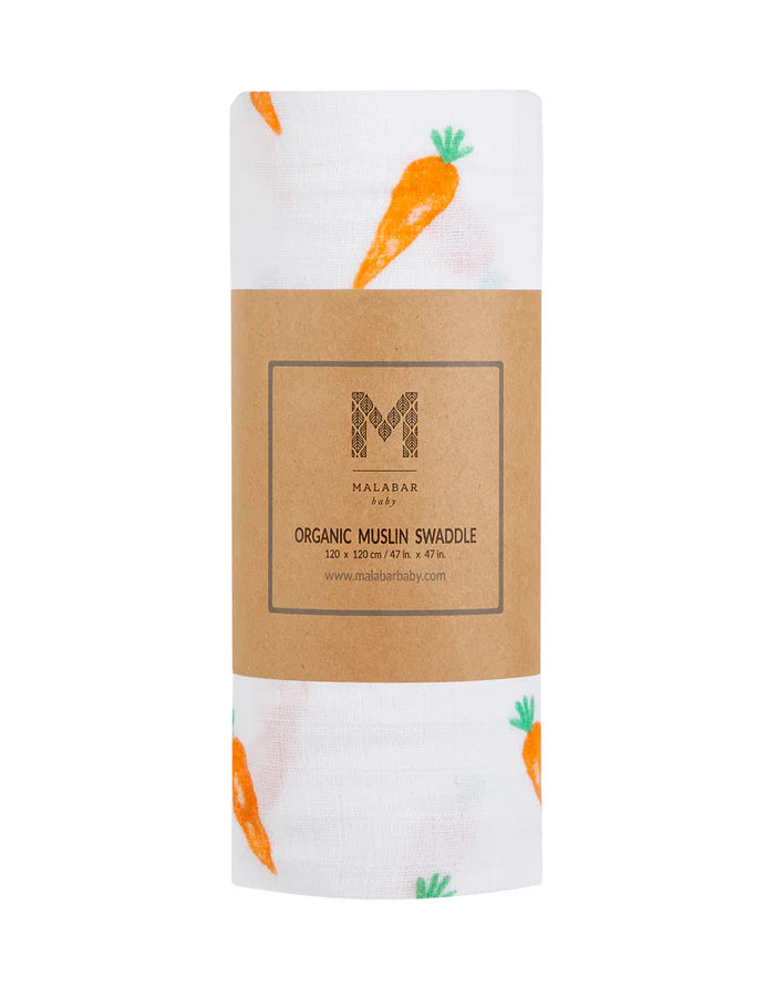 Carrot Organic Muslin Swaddle Blanket | Bookazine HK