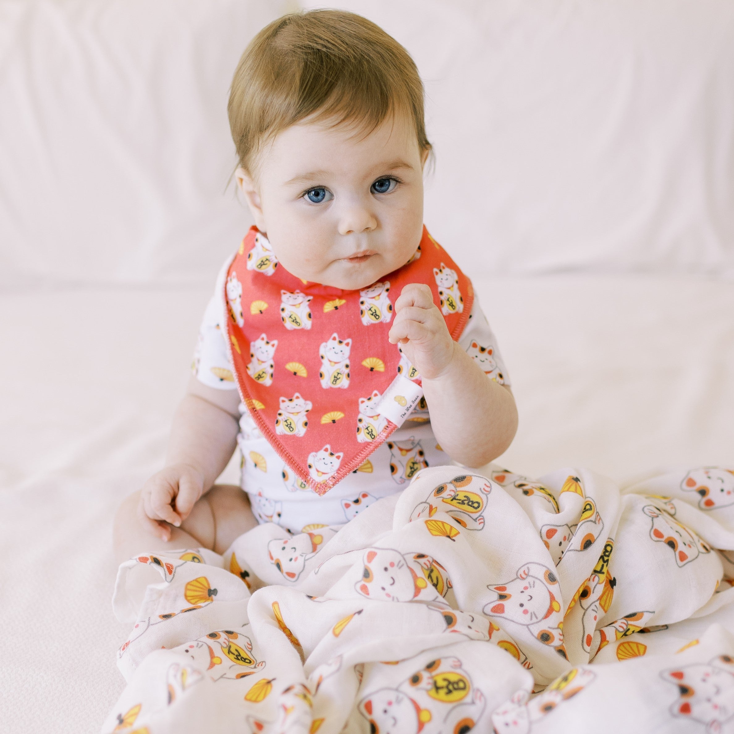 Lucky Cat Maneki Neko Swaddle Blanket
