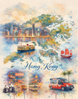 Watercolor Hong Kong Transit Map Ceramic Fridge Magnet | Bookazine HK