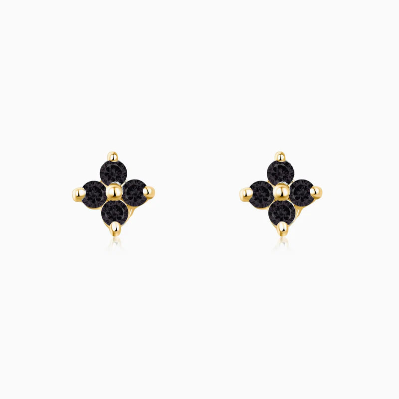 Black Lucky Clover Studs Earrings Gold | Bookazine HK