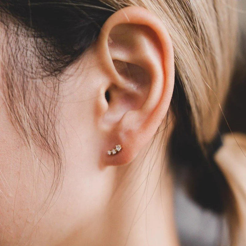 Trilogy Mini Climber Stud Earrings Gold | Bookazine HK