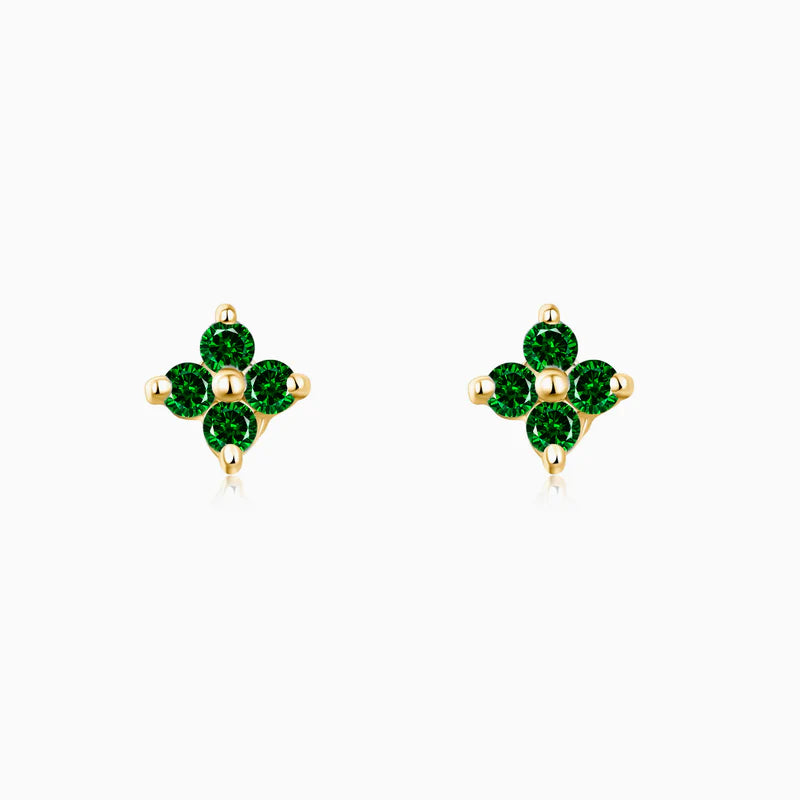 Emerald Green Lucky Clover Earrings Gold | Bookazine HK