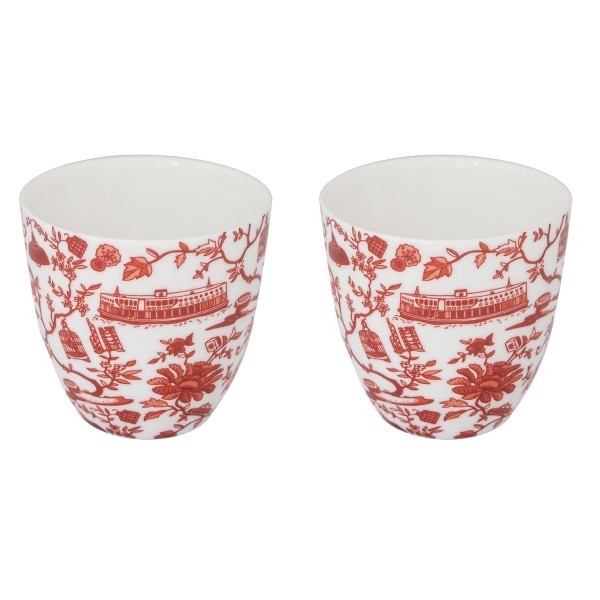 Hong Kong Toile East-Meets-West Cups Red Set of 2 | Bookazine HK