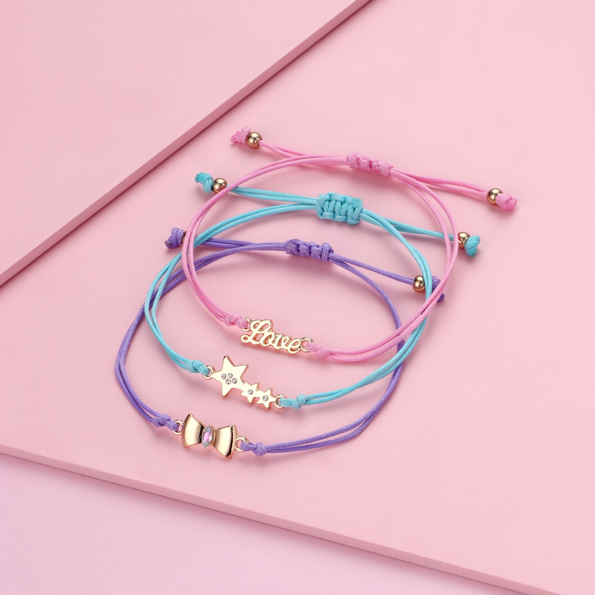 Love, Star & Bow Friendship Bracelet 3Pcs  | Bookazine HK