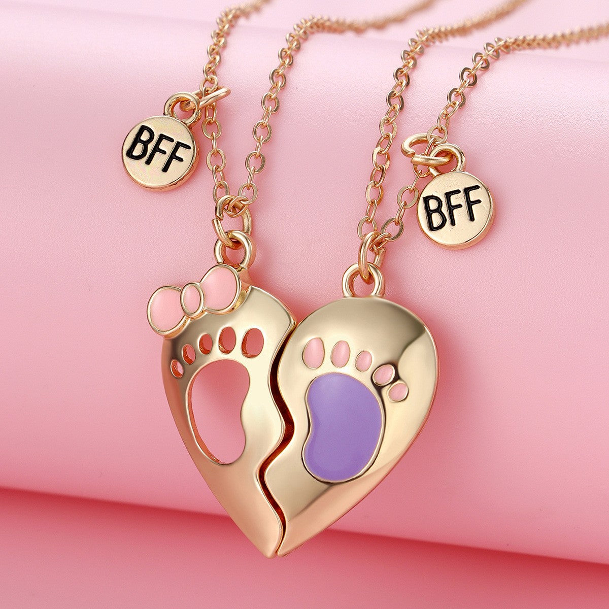 BFF Gold Split Heart Necklace Set Bookazine HK