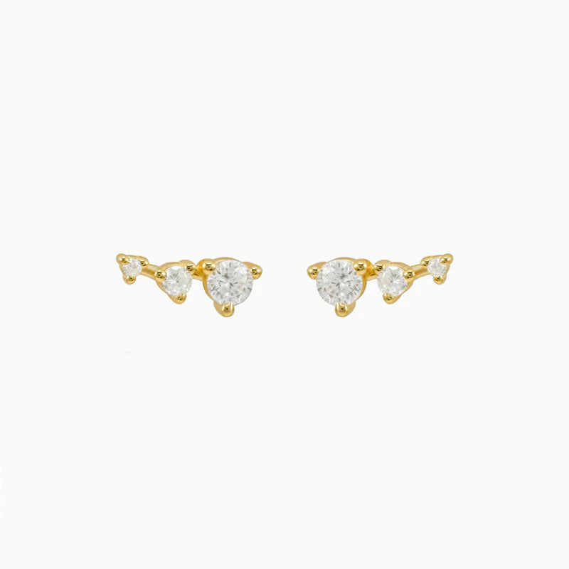 Trilogy Mini Climber Stud Earrings Gold | Bookazine HK