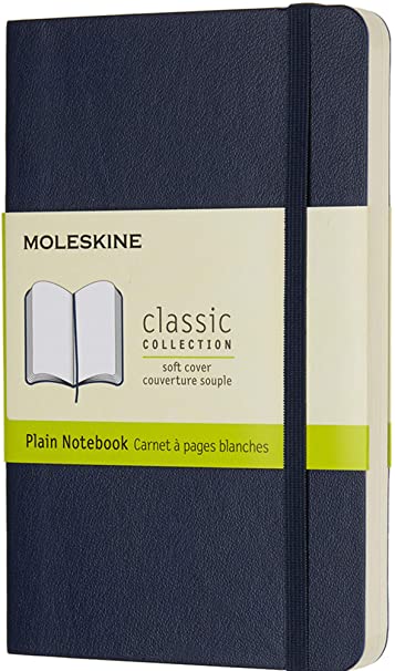 Classic Blank Notebook Softcover Pocket Sapphire Blue