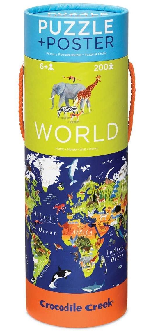 crocodile creek world poster and puzzle 200pcs bookazine
