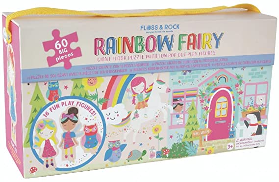 Floss &amp; Rock 43P6368 Rainbow Fairy 60 Piece Floor Jigsaw Puzzle with Pop Out Pieces, Multicolor, 30 x 16.5 x 10.5cm