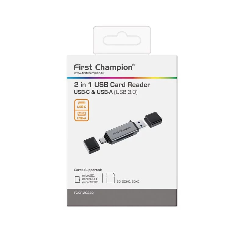 FIRST CHAMPION 2IN1 CARD READER (USB 3.0 USB-C USB-A)