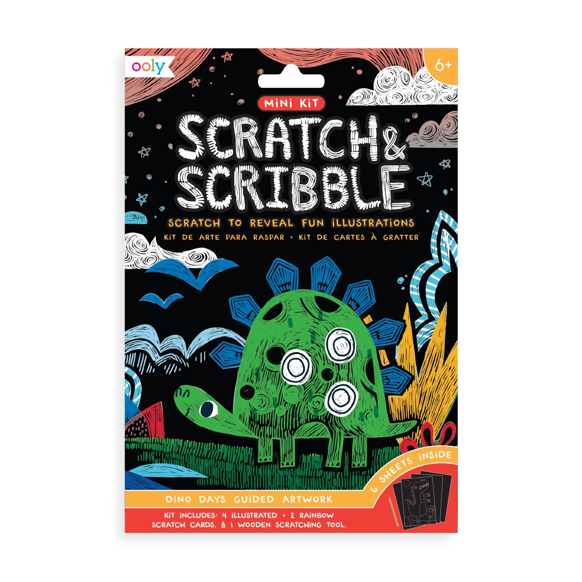 MINI SCRATCH & SCRIBBLE ART KIT DINO DAYS SET