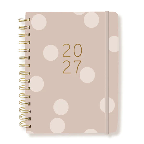 Taupe Dots Hardcover Spiral Planner 2027